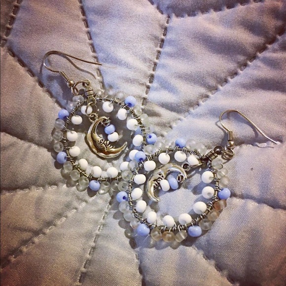 Artisan Handmade Czech Glass Hoops with ๐ Charm - Picture 3 of 6